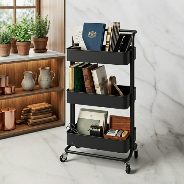Premium Multi-Purpose Storage Trolley – 3 Tier Rolling Kitchen & Room Organizer Cart | By Ameer