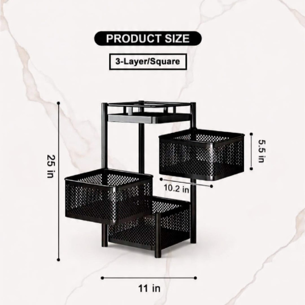 3-Tier Countertop Vegetable Trolley – Premium Metal Organizer | By Ameer