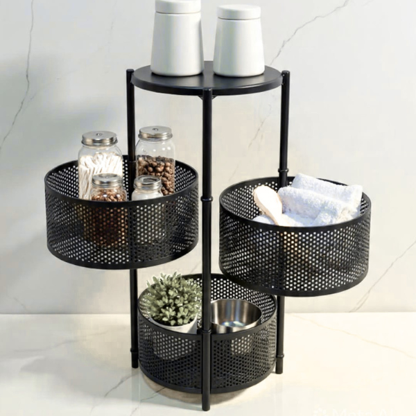 3-Tier Countertop Vegetable Trolley – Premium Metal Organizer | By Ameer