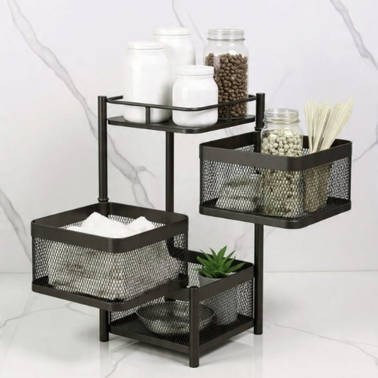 3-Tier Countertop Vegetable Trolley – Premium Metal Organizer | By Ameer