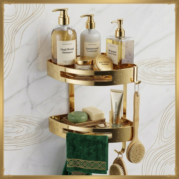 Premium 2-Tier Bathroom Corner Shelf – Stainless Steel Organizer | By Ameer
