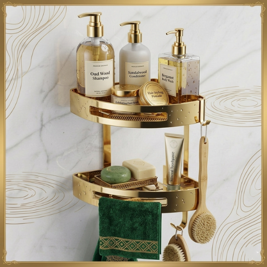 Premium 2-Tier Bathroom Corner Shelf – Stainless Steel Organizer | By Ameer