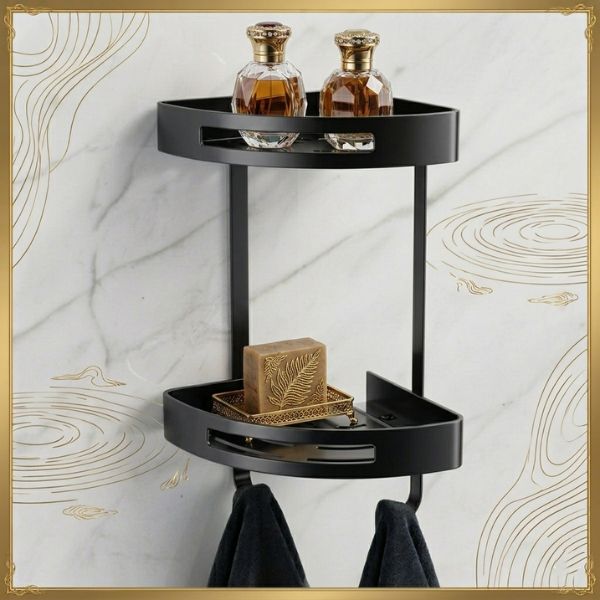 Premium 2-Tier Bathroom Corner Shelf – Stainless Steel Organizer | By Ameer