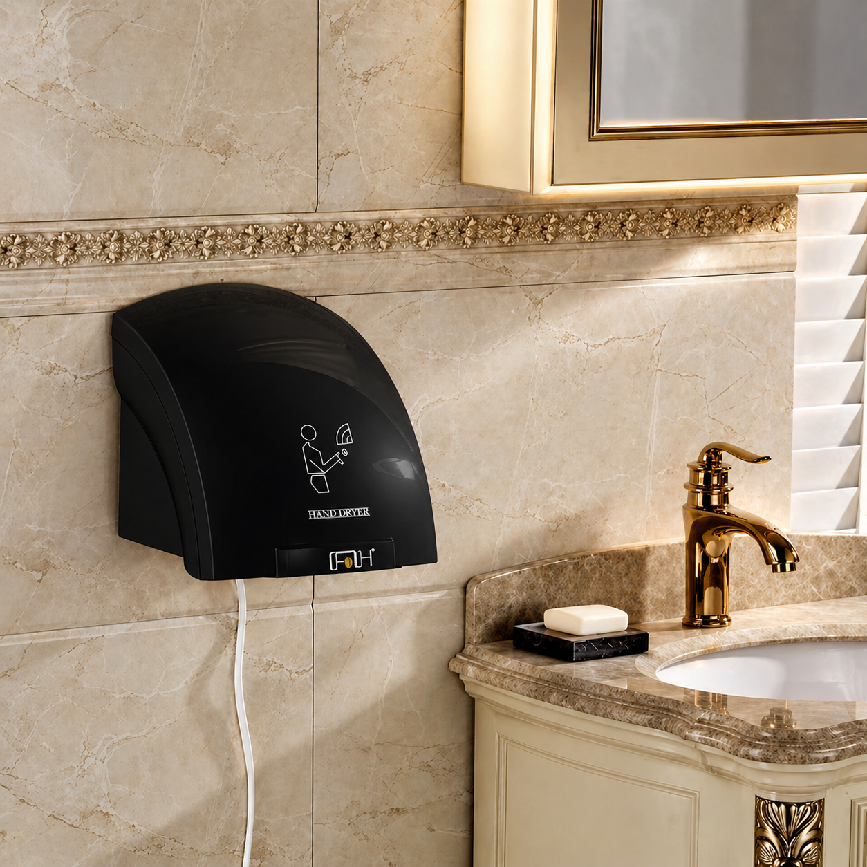Automatic Hand Dryer | Wall Mounted | Hot & Cold Air | Black & White | By Ameer