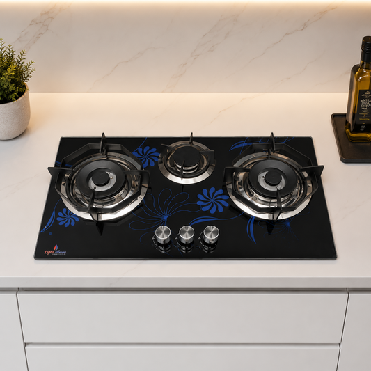 Premium Built-In 3 Burner Gas Hob – Model APGL-81 | Tempered Glass Top | Auto Ignition | By Ameer