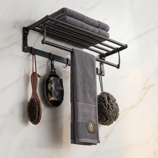 Premium Bathroom Towel & Accessories Holder – Wall Mounted Organizer | By Ameer