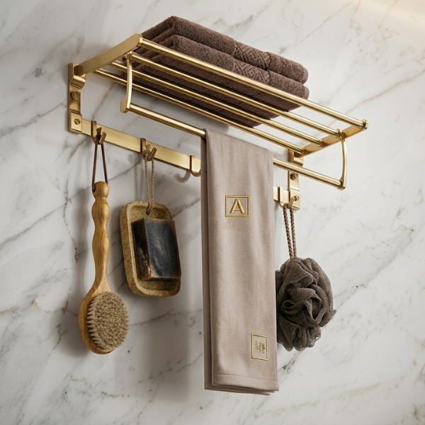 Premium Bathroom Towel & Accessories Holder – Wall Mounted Organizer | By Ameer