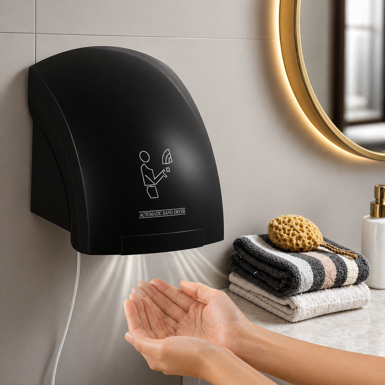 Automatic Hand Dryer | Wall Mounted | Hot & Cold Air | Black & White | By Ameer