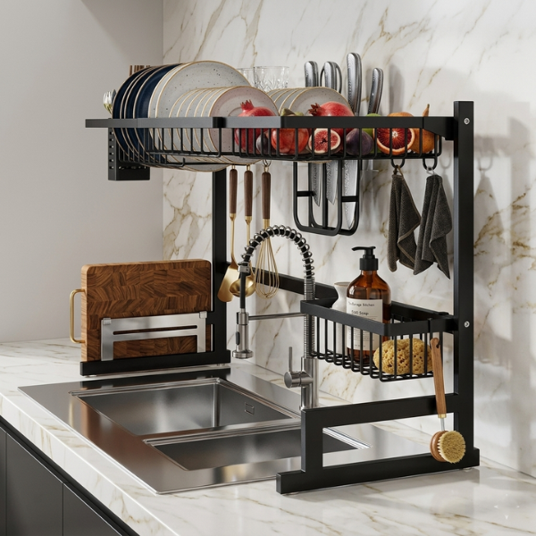 Premium Single Layer Kitchen Utensil Rack – Heavy Duty Dish Storage Organizer | By Ameer