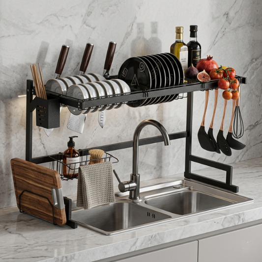 Premium Single Layer Kitchen Utensil Rack – Heavy Duty Dish Storage Organizer | By Ameer