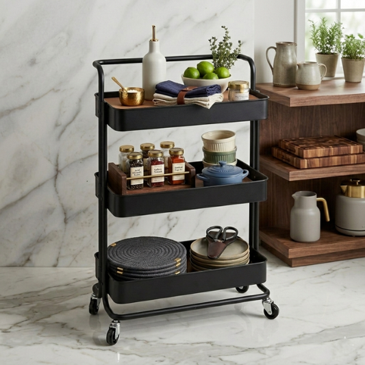 Premium Multi-Purpose Storage Trolley – 3 Tier Rolling Kitchen & Room Organizer Cart | By Ameer