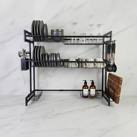 Premium Double Layer Kitchen Utensil Rack – Heavy Duty Dish Storage Organizer | By Ameer