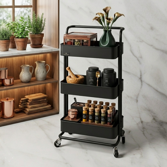 Premium Multi-Purpose Storage Trolley – 3 Tier Rolling Kitchen & Room Organizer Cart | By Ameer