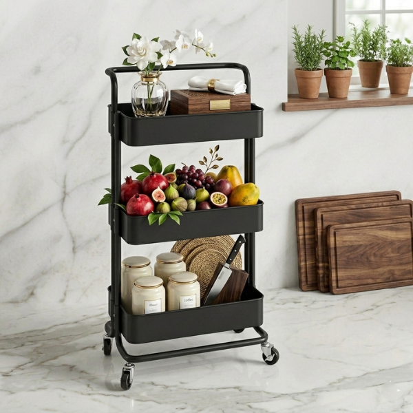 Premium Multi-Purpose Storage Trolley – 3 Tier Rolling Kitchen & Room Organizer Cart | By Ameer