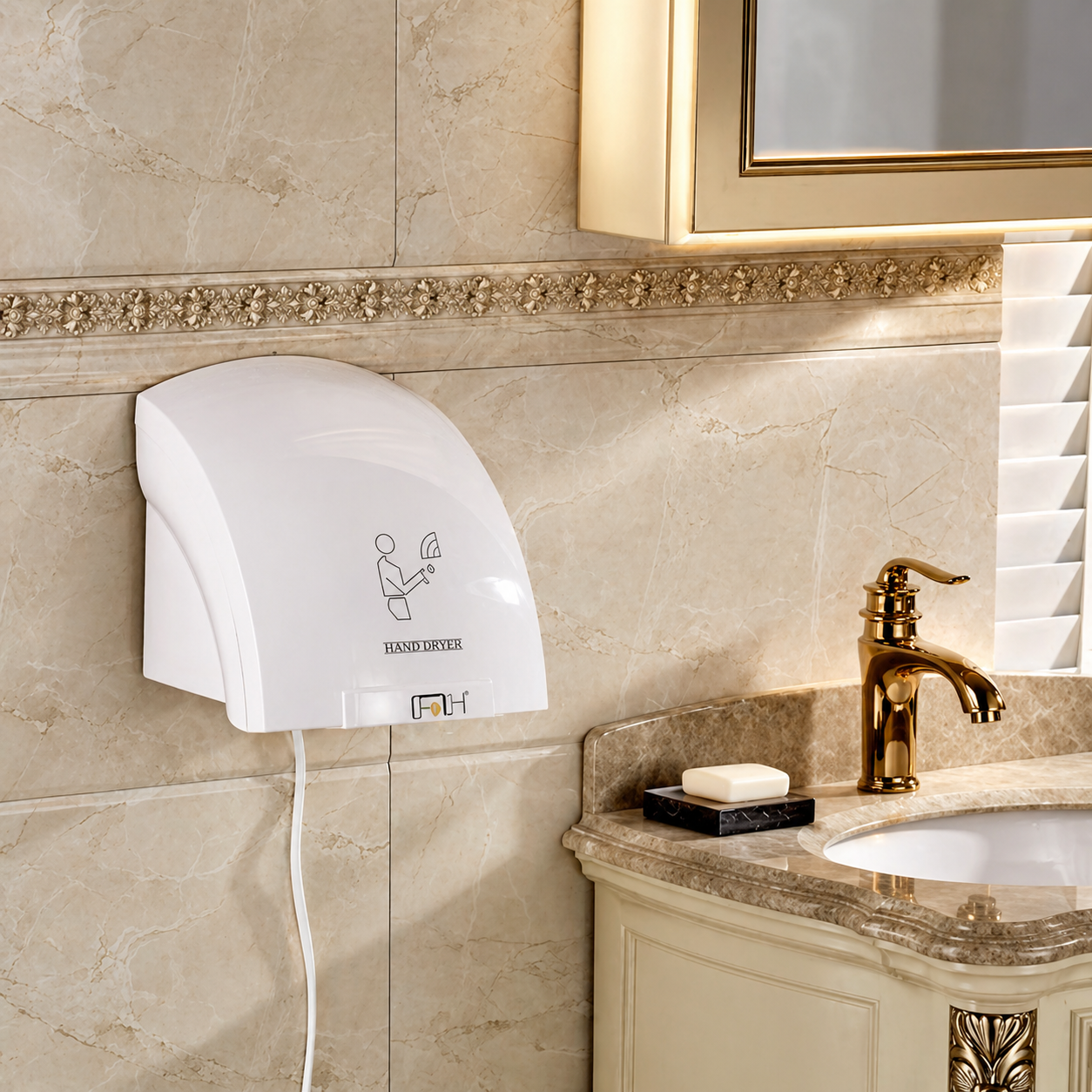 Automatic Hand Dryer | Wall Mounted | Hot & Cold Air | Black & White | By Ameer