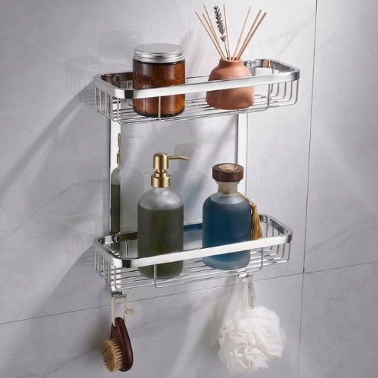 Premium 2-Tier Bathroom Wall Shelf – Modern Storage Rack | By Ameer