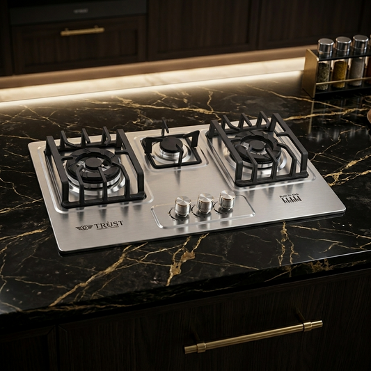 Premium Built-In 3 Burner Gas Hob – Model TH-909 S | Heavy Gauge Steel | Auto Ignition | By Ameer