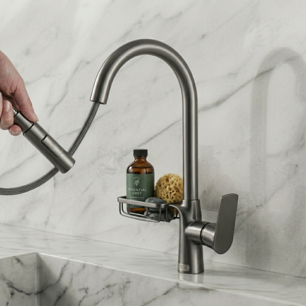 Premium Pull-Out Kitchen Sink Mixer Tab with Soap Holder | By Ameer