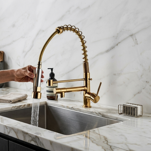 Luxury Pull-Out Spring Kitchen Sink Mixer Tab | By Ameer