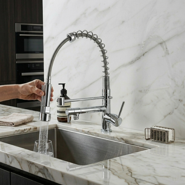 Luxury Pull-Out Spring Kitchen Sink Mixer Tab | By Ameer