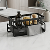 Premium Kitchen Sink Organizer Caddy with Towel Holder – Black Metal Storage Rack | By Ameer