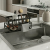 Premium Kitchen Sink Organizer Caddy with Towel Holder – Black Metal Storage Rack | By Ameer