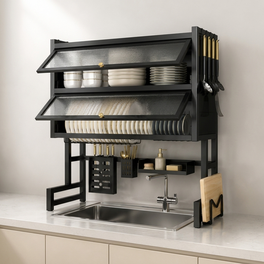 Premium Double Sink Organizer Rack – Stainless Steel | By Ameer