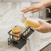 Premium Kitchen Sink Organizer Caddy with Towel Holder – Black Metal Storage Rack | By Ameer